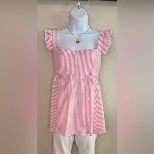 NWT Simply Southern Searsucker Pink Top Size L